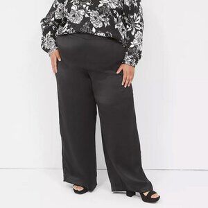 Lane Bryant Satin Holiday Dress Pants 18 XL XXL Black NWT
